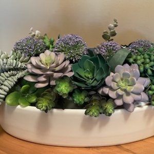 Succulent Floral Arrangement in Ceramic Vase
